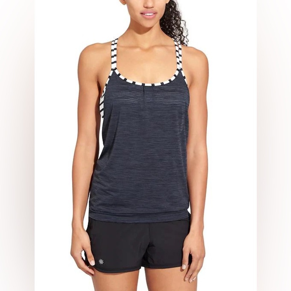 Athleta Hyper Stripe Energize Tank Navy White Size XS